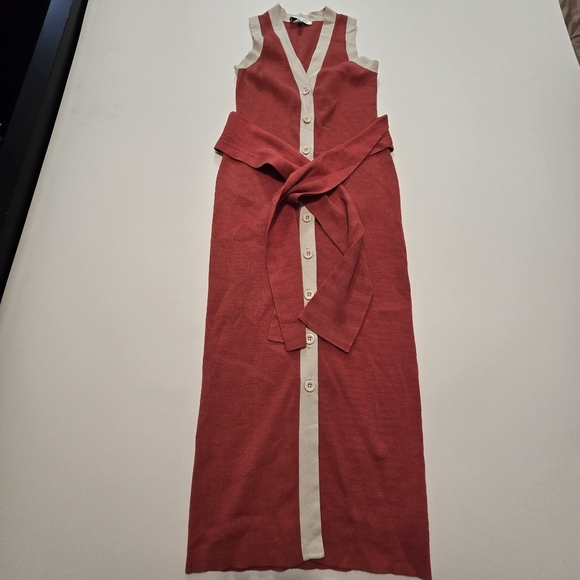 Toccin Sleeveless Button Front Midi Casual Dress V-neck Sleeveless Size XS - Picture 2 of 11